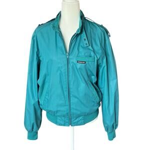 Vintage Members Only Zip Jacket Teal/Aqua Size 38 80s Retro *Read* Halloween